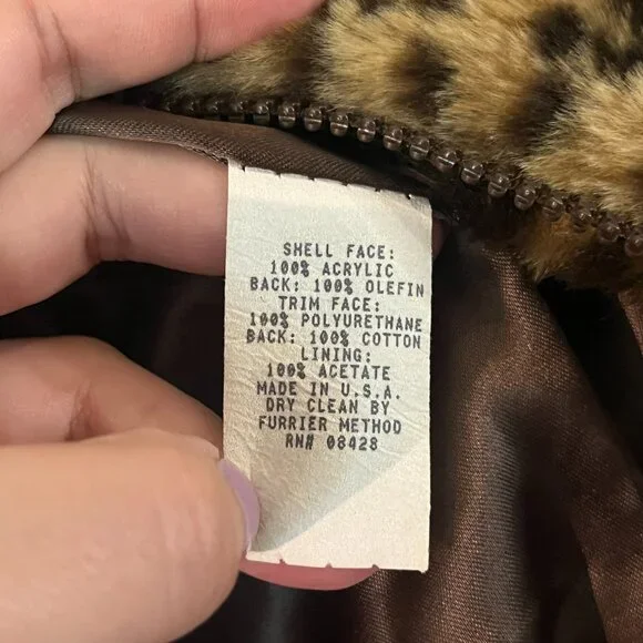 VTG Donnybrook Coat XS Leopard Print Faux Fur Full Zip Hooded Jacket Mob Wife